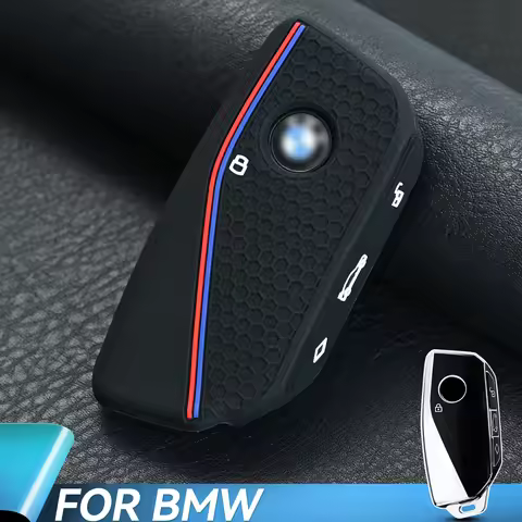 Remote Smart Car Key Fob Ring Holder Case Cover Protection 3 Button Silicone For BMW Ix XM I7 X7 5 3