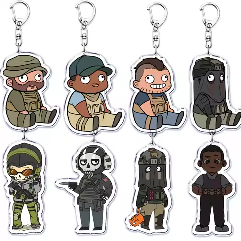 Cute Military Game Ghost Chibis Keychains for Accessories Cod Soldier Soap Simon Riley Keyring Jewel