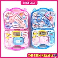 topi ny Children Doctor Nurse Pretend Play Set Portable Suitcase Medical Tool Dr Nurse mainan budak 