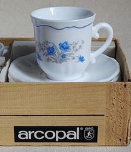 Vintage 法國 🇫🇷arcopal 咖啡杯  一盒六杯盤