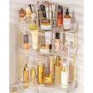 NATURE'S SOURCE Makeup Organizer for Vanity, 3-Tier Corner Bathroom Organizer Countertop with Makeup