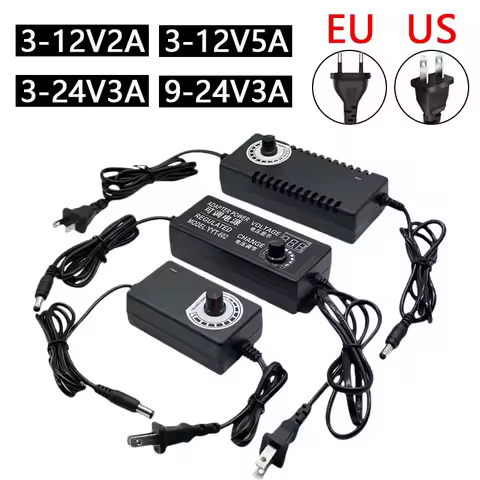 Adjustable Power Supply Adapter 3-12V 3-24V 9-24V 2A 3A 5A US/EU Plug Adapter with Display Screen Vo