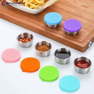 DREAMFOREST 50/70ml 304 Stainless Steel Salad Container Small Condiment Container with Lids Leakproo