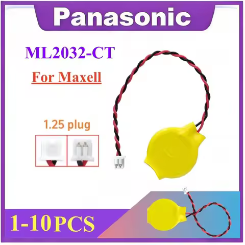 ML2032 WIRE 1-10PCS Original For MAXELL ML2032 WIRE Battery ml2032 ML 2032 Rechargeable Battery CR20