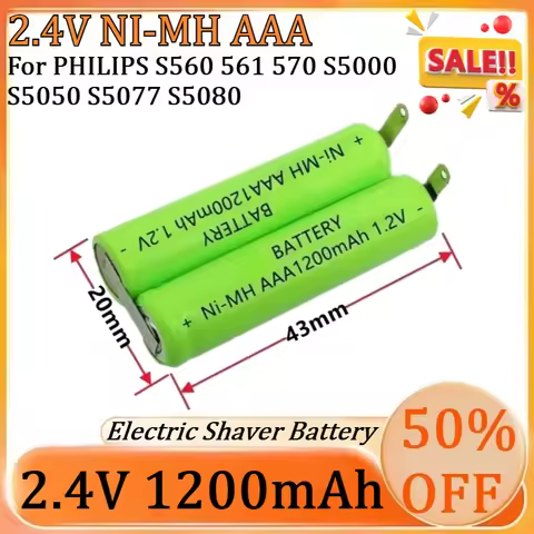 New AAA 2.4V 1200mAh for PHILIPS S560 561 570 S5000 S5050 S5077 S5080 Electric Shaver Batteries 2.4V