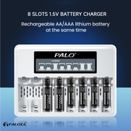 PALO 1.5V AA/AAA Rechargeable Li-ion Battery 8 Slots Battery Charger LCD Charger For Lithium Battery