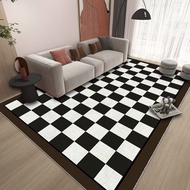 5D Bali Carpet, Decorative Carpet for Living Room, Bedroom Black and White Checkered Pattern Size 1m