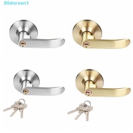DOREEN1 Door Lock Lever, Straight Lever with Round Trim Privacy Door Handle, Golden Satin Brass Finish Easy To Install Interior Reversible Hardware Lockset For Left/Right Handed