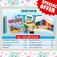 Standard - Paket TAB 3A / 3B ( Oil Pastel Pascola/Coloring Marker Dualtip Pencil Penghapus Rautan Bu