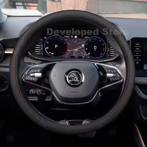 Car Steering Wheel Cover For Skoda Fabia MK1 6Y MK2 MK3 PJ MK4 1999-2024 Leather Auto Steering Wheel