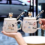 Milk Cup Cartoon Cute Cereal Cup with Lid Spoon Mug Cute Breakfast Milk Cup Cartoon Cute Cereal Cup 