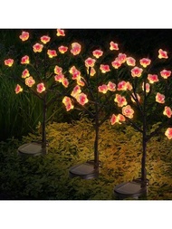 1盞戶外太陽能櫻花樹燈,人工花卉led燈,20 Led防水太陽能花園裝飾燈,適用於步道、人行道、庭院和花園裝飾
