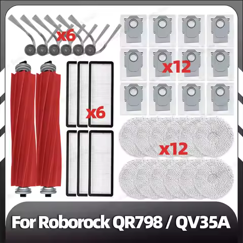 Compatible for Roborock QR798 QV35A Replacement Main Side Brush Hepa Filter Mop Pad Spare Parts Acce
