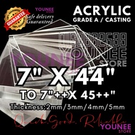 7 x 44 inches TO 45++ INCHES acrylic sheet with 2mm, 3mm 4mm and 5mm / transparent akrilik