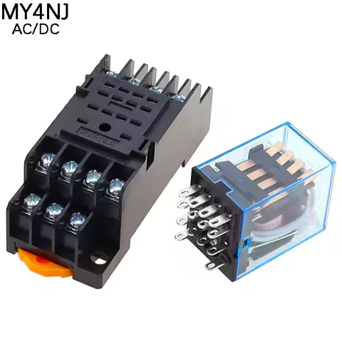 1Pc MY4NJ Electronic Micro Mini Electromagnetic Relay 5A 14PIN 4DPDT With PYF14A Socket Base DC/AC 1