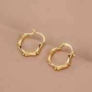 916 Gold Hoop Subang Emas 916 Bamboo Earrings