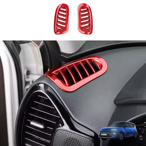 For KIA Soul 2020-2025 Accessories Red Interior Dashboard Front Upper Air Vent Outlet Decorative Fra