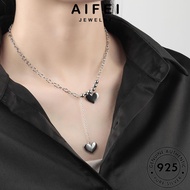 AIFEI JEWELRY Heart Leher Accessories Necklace Perak 925 Korean Perempuan Pendant Rantai 純銀項鏈 Original Sterling Chain Personality For Silver Women N109