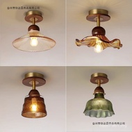 Antique Entrance Light French Ceiling Light Walnut Balcony Light Aisle Household American Retro Corr