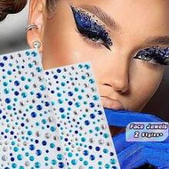 1 Set 1-2 Pcs Blue Multi-Spec Gem Stickers Makeup Holiday Party Y2K Style Music DIY Eyes Face Jewels