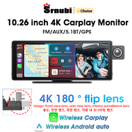 Srnubi 180° Flip Lens 10.26‘’Dash Cam 4K ADAS Wireless CarPlay &amp; Android Auto Car DVR GPS Navigation AI Voice Dual Recording DVr