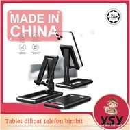 Tablet dilipat telefon bimbit Desktop telefon berdiri untuk iPad iPhone Samsung meja pemegang laras 