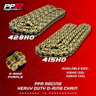 PPR RACING HEAVY DUTY O RING CHAIN ( O-RING PURPLE ) 415HO 428HO 132L 3 MONTH WARRANTY