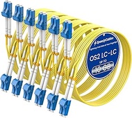 OS2 LC to LC Fiber Patch Cable 15m 6-Pack, 1G/10Gb Duplex 9/125um SMF Single Mode Fiber Optic Patch 