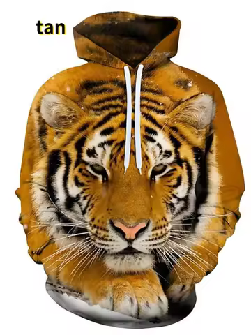 Fashion Animal 3D Graphic Tiger/lion 3D Print Hoodies Fashion Casual Long Sleeved Pullover Sweatshir
