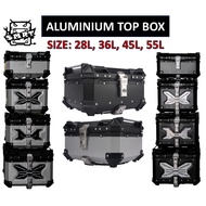 SMRT Aluminium Top Box 28L 36L 45L 55L Box Belakang Motorcycle Box Topbox Motor Universal Plate