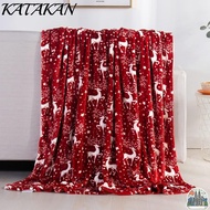 KATAKAN Sofa Blanket, Elk Snowflake Flannel Cosy Snuggle Blanket,  Soft Washable Winter Warm Christm