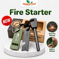Ferro Rod Fire Starter Kalis Air dengan Penggesek & Wisel untuk Camping Hiking Bushcraft Kecemasan