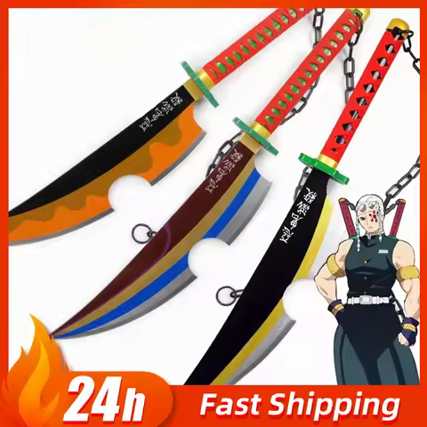80cm Demon Slayer Katana Uzui Tengen Nichirin Sword Wooden weapons Model Cosplay Prop Anime Peripher