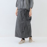 垂墜側邊綁帶牛仔裙