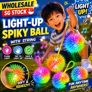 【SG Stock】LED Light Up Spiky Ball Toy Flashing Glowing Bounce Ball with String Kids Party Sensory To