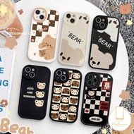 MissConnie เคส Tpu แบบนิ่มเข้ากันได้กับ iPhone 11 iPhone 6 6S 7 8 Plus XR XS Max X 14 11 12 13 Pro Max SE 2020การ์ตูนน่ารักลายหมากรุกชานมหมีเคสโทรศัพท์กันตก