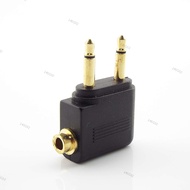 3.5mm Airplane Splitter Adapter Airline Headphone Mono Audio Converter Travel Jack Plug Gold Nickel 