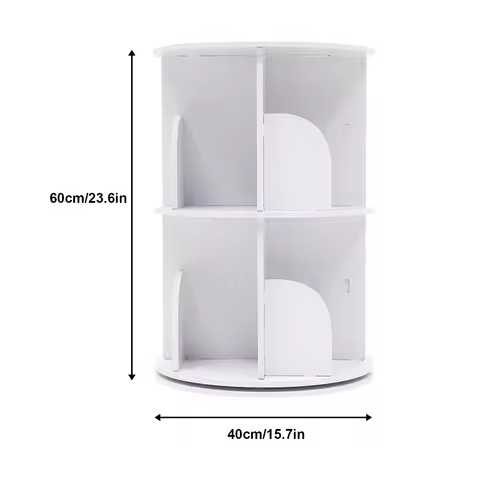 360° Rotatable Book Shelf, 2-tier Book Shelf, Freestanding Bookshelves Storage Display Shelf for Bed