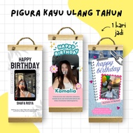 1st Anniversary - Wooden birthday Frame, free custom photo print, birthday gift