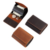 Minimalist Leather Card Holder Wallet 9 Card Slots Compact Bifold Men’s Card Case With Zipper Pocket