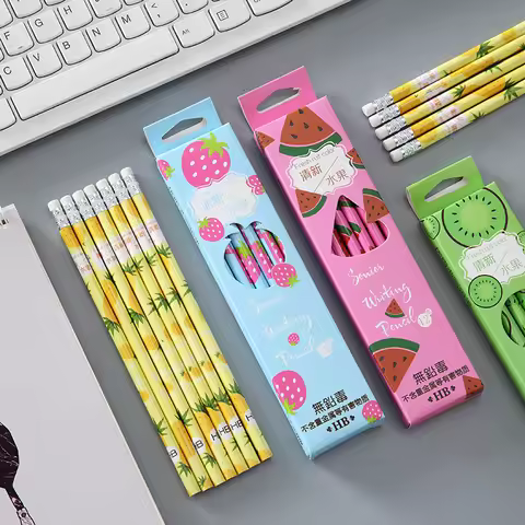 12Pcs/lot Fresh Fruits Watermelon Strawberry Standard Wood Pencil Writing Drawing Pencil School Offi