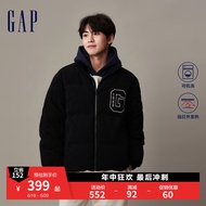 Gap男女装秋季2023新款LOGO发热保暖灯芯绒羽绒服720815夹克外套 黑色 180/96A(M)