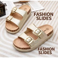 Fashion Rhinestone Buckle Two Strap Comfortable To Wear Lightweight Flat Sandals With Box Women Sand