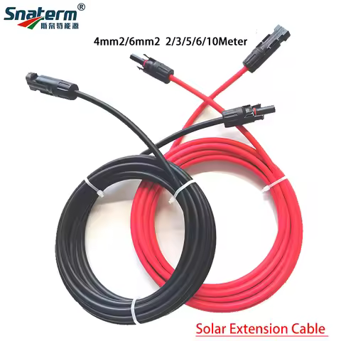 2/3/5/6/10/20Meters 4mm2/6mm2 Black/Red Solar Extension DC Cable 12/10AWG Wire with PV DC Connectors