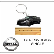 nissan gtr black gt-r black r35 2d keychain