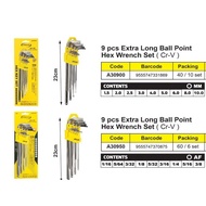 9PCS EXTRA LONG BALL POINT HEX KEY WRENCH SET A30900 ARROW Allen Key/Arrow 9 pcs Extra Long Ball Poi