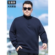 Plus Size Knitwear Men's Pullover Zipper Half Turtleneck Sweater Autumn Winter Fat Guy Pure Cotton L