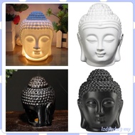 [ Creative Buddha Head Statue Oil Burner Tealight Holder Ceramic Candle Censer Fragrance for SPA Tabletop
