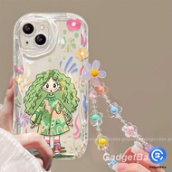 HIJAU Cute green hair girl phone case anime with strap case cover for Xiaomi Redmi9 9i 9a 9at 9c 10 
