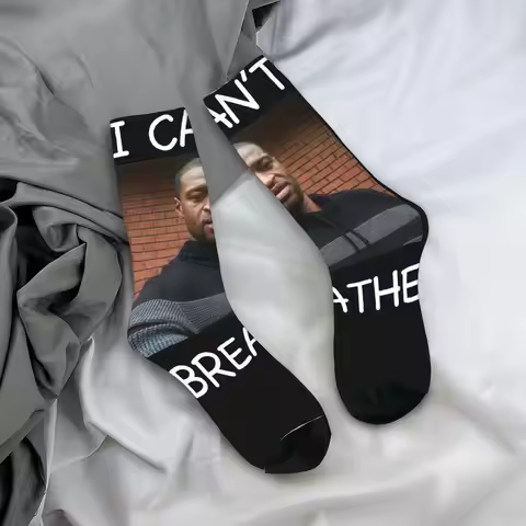Adults Men Socks I CANT BREATH George Floyd Stockings Autumn Modern Medium Soft Socks Design Running